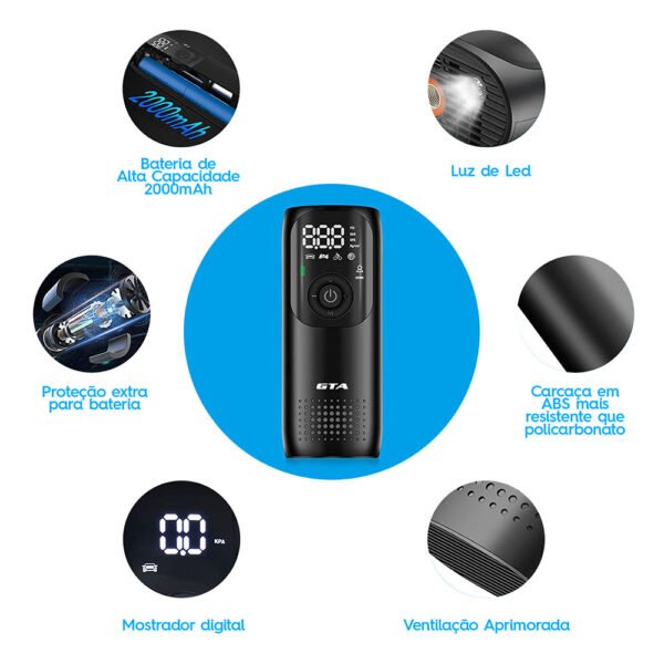 Bomba de Ar Portátil Automática Smart Plus 150 PSI - Bateria - Image 3
